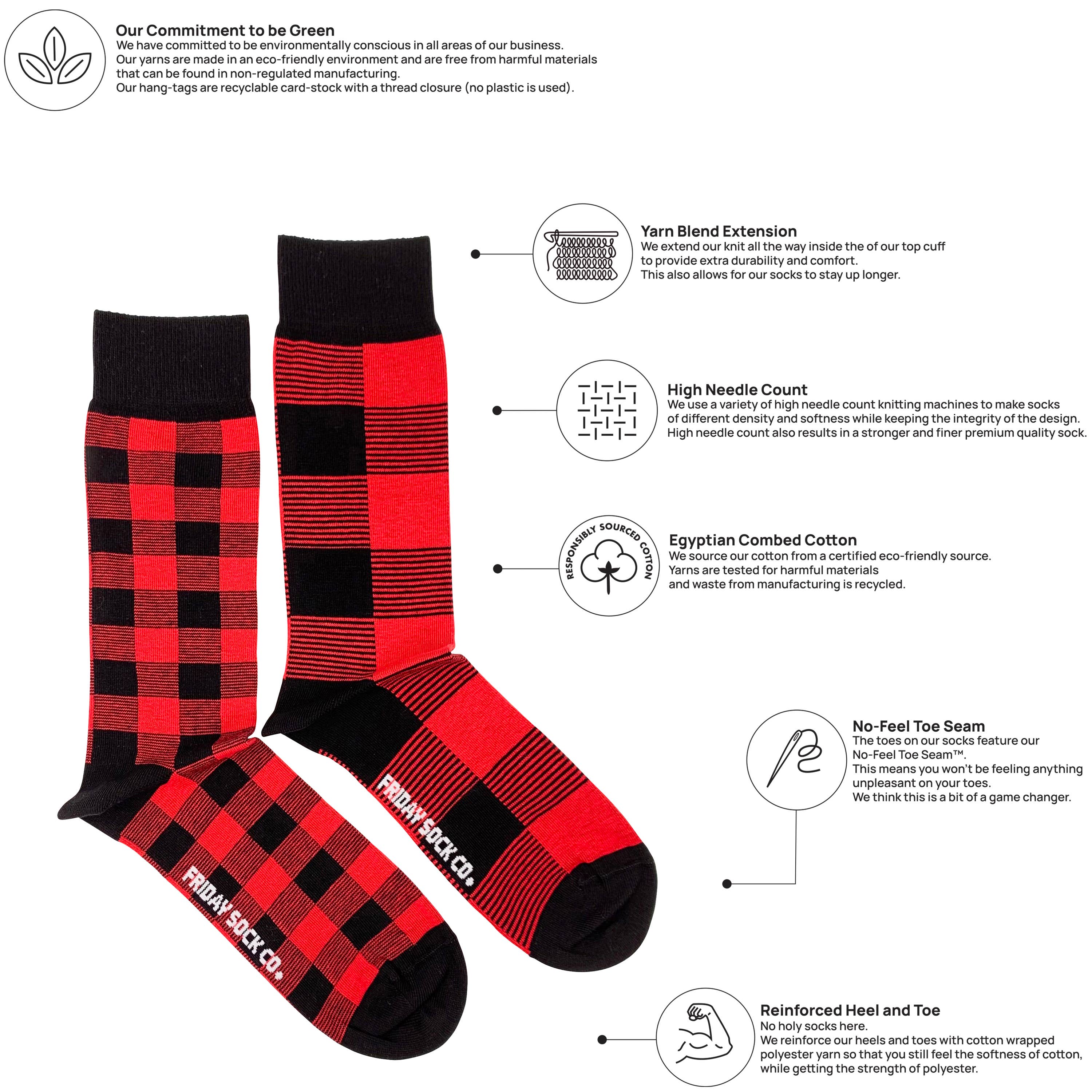 Friday Sock Co. - Men’s  Red Plaid Socks