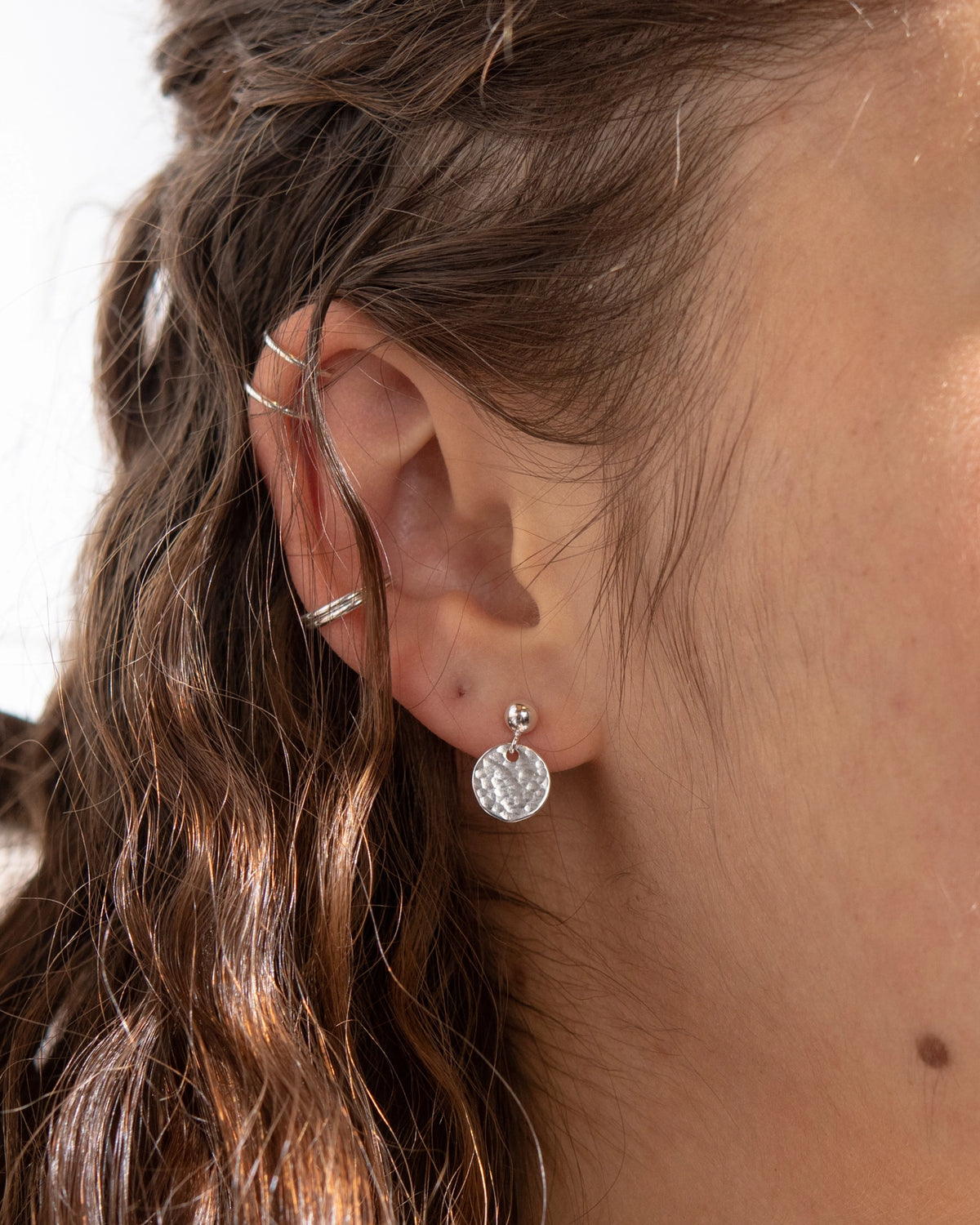 Lazy Maisie - Hammered Circle Ball Studs Silver