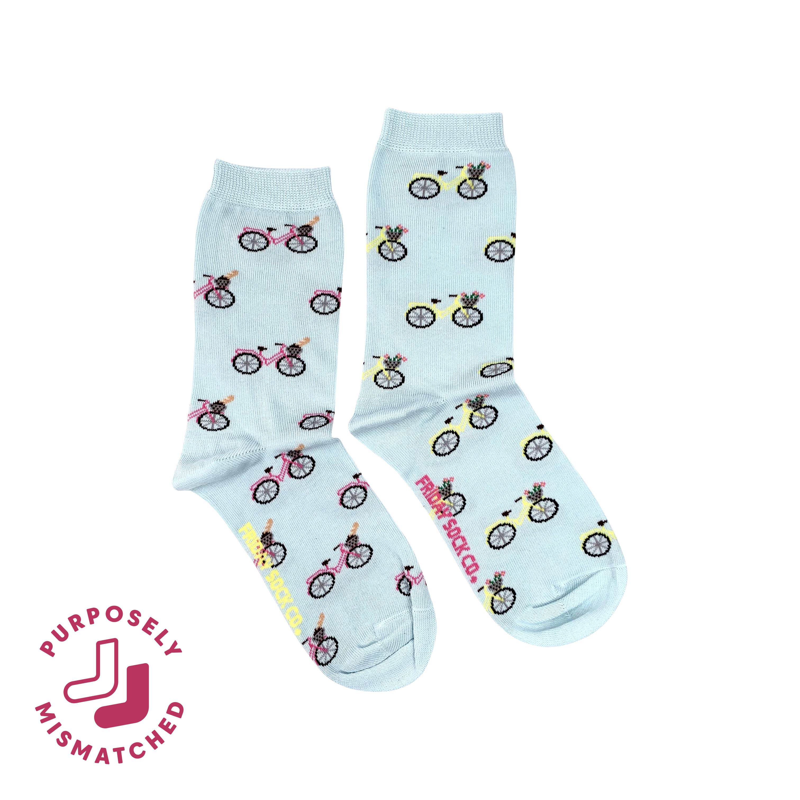 Friday Sock Co. - Women’s Pink & Yellow Bicycle  Socks