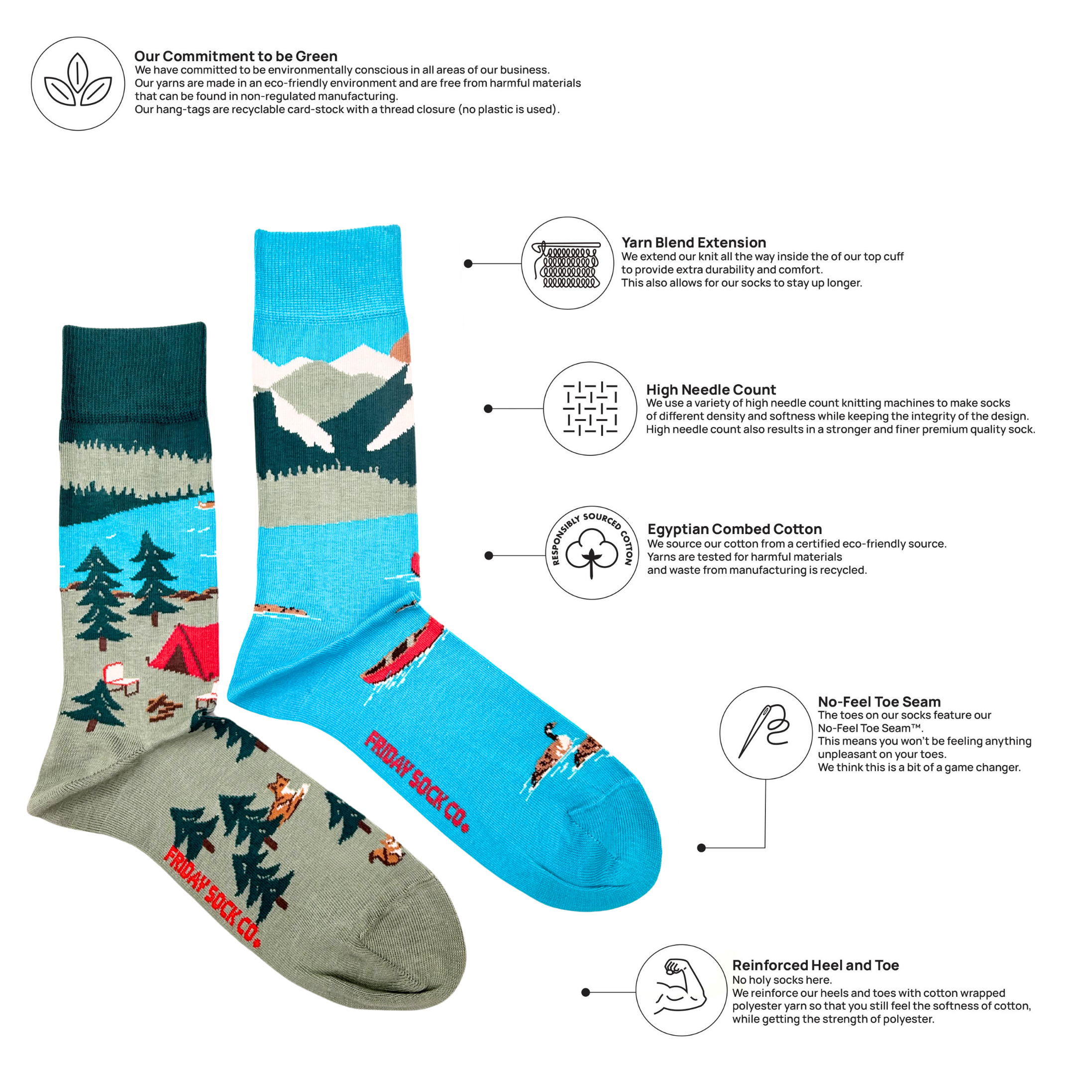 Friday Sock Co. - Men's Canada Mountain Scene