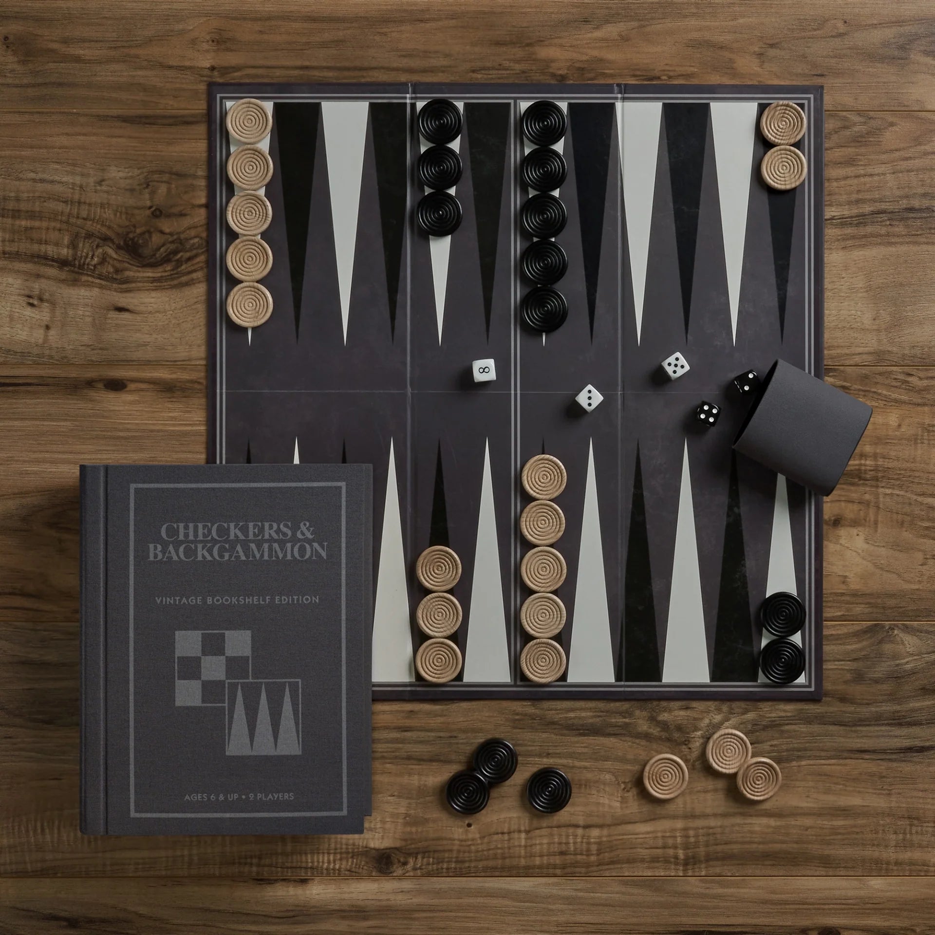 Vintage Bookshelf Edition - Checkers & Backgammon