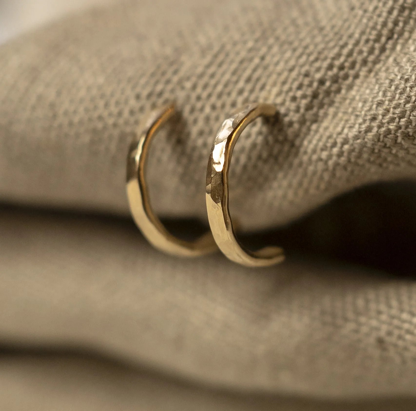 Lazy Maisie Hammered Huggie Hoops Gold