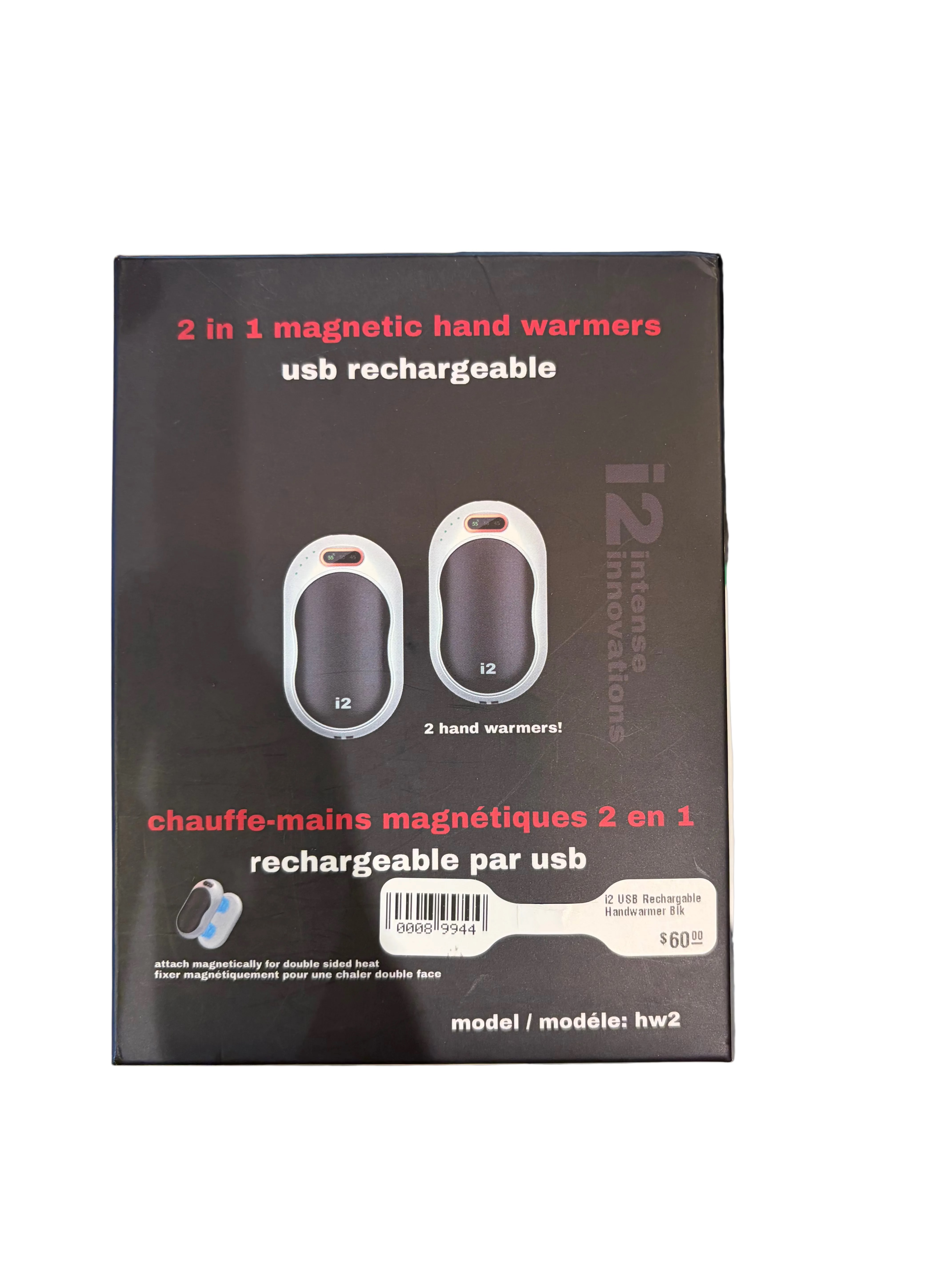 i2 USB Rechargable Handwarmer Blk 2PK