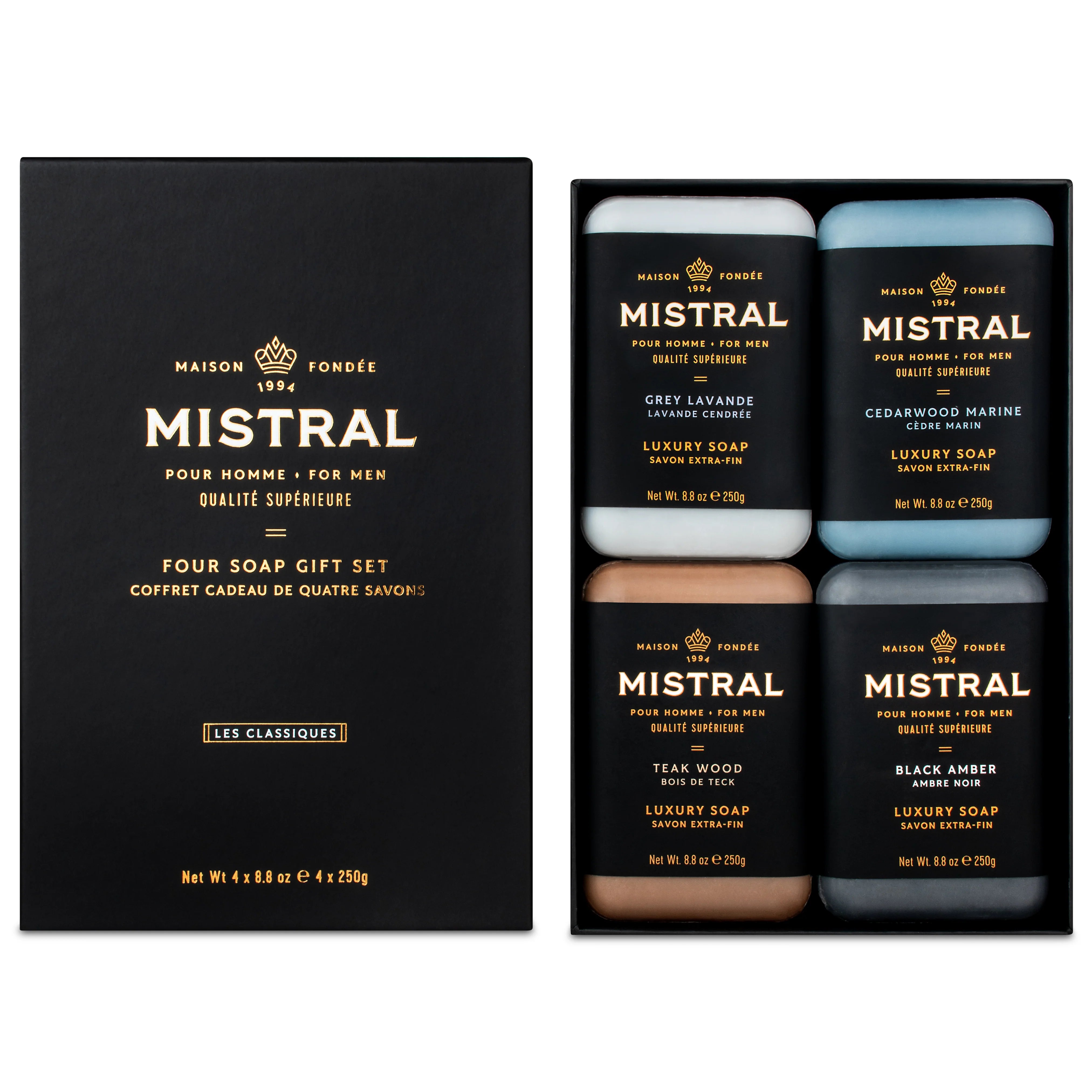 Mistral Men's 4 Soap Gift Box - Les Classiques
