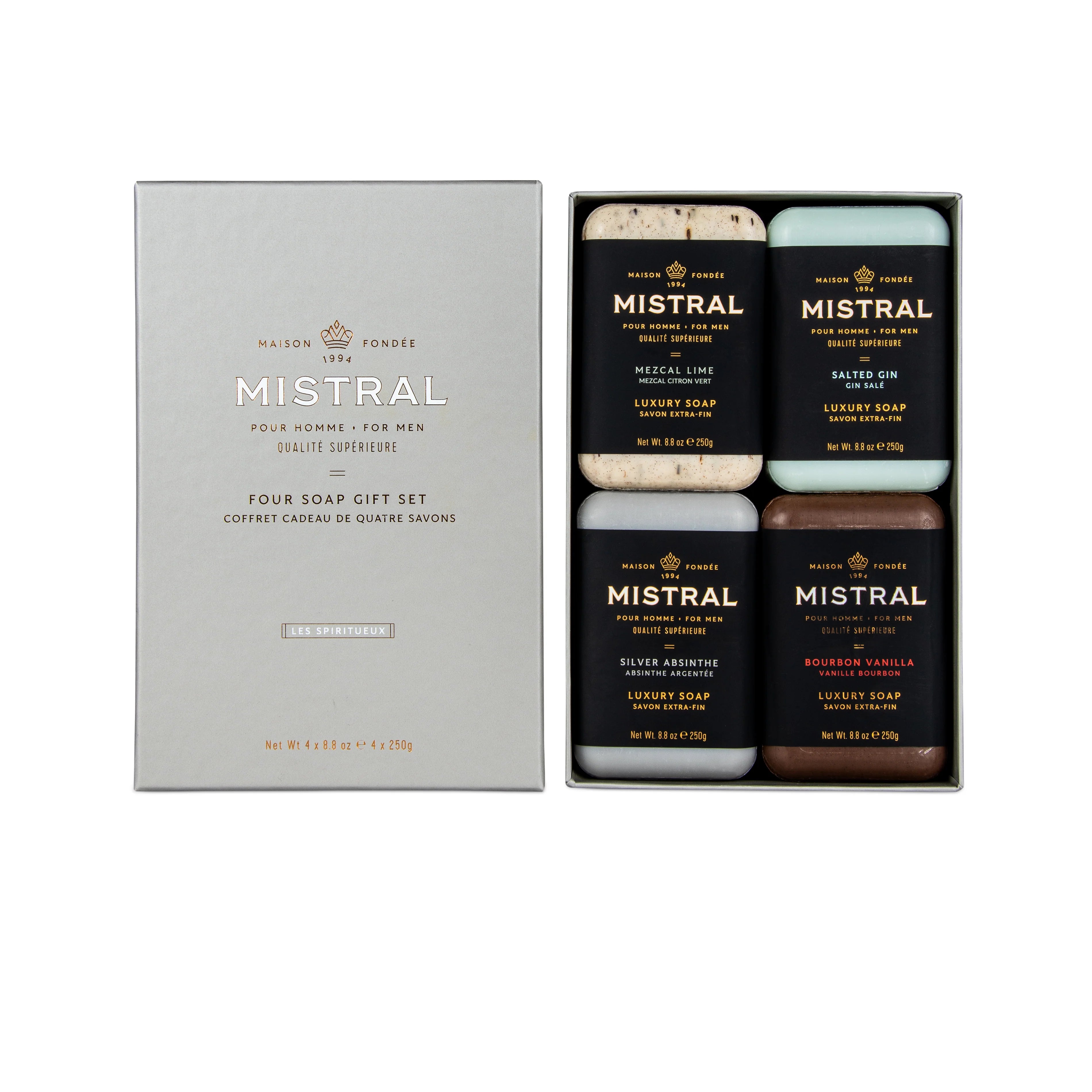 Mistral Men's 4 Soap Gift Box - Les Spiritueux
