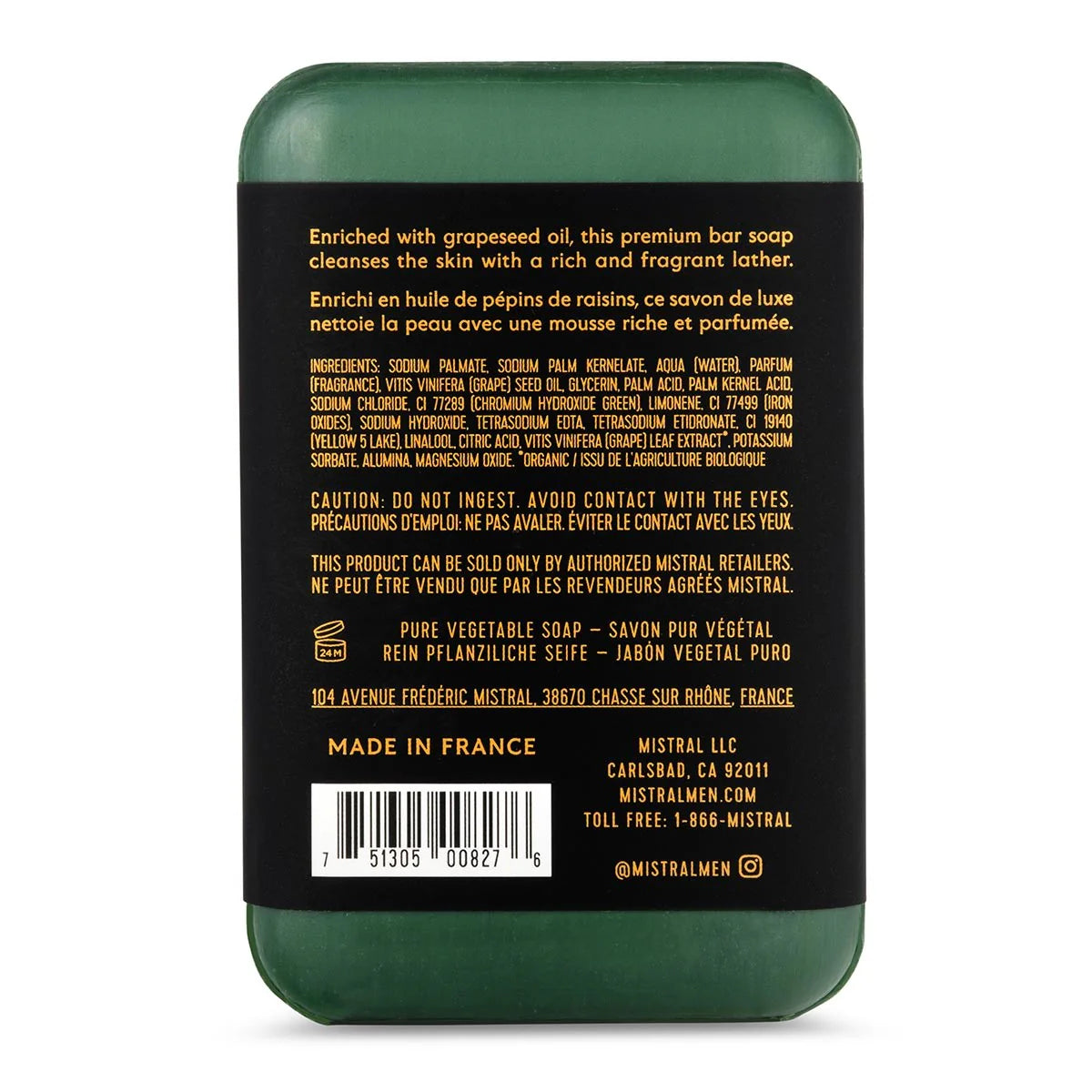 Mistral Bar Soap 250g Men's Cypress Oak