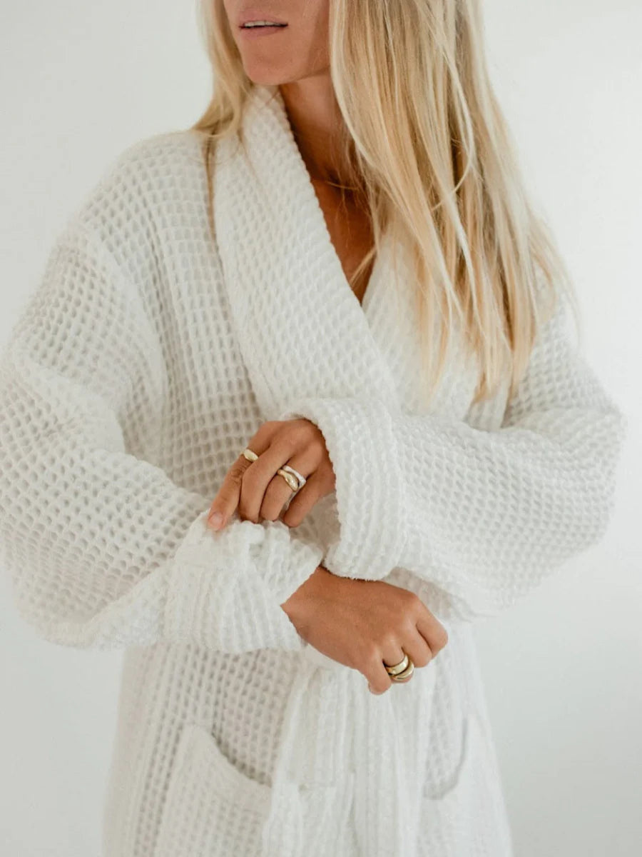 OW Waffle Knit Robe White