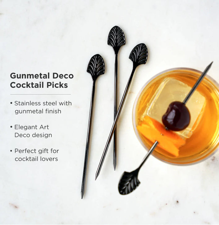 Viski Gunmetal Deco Cocktail Picks (4)