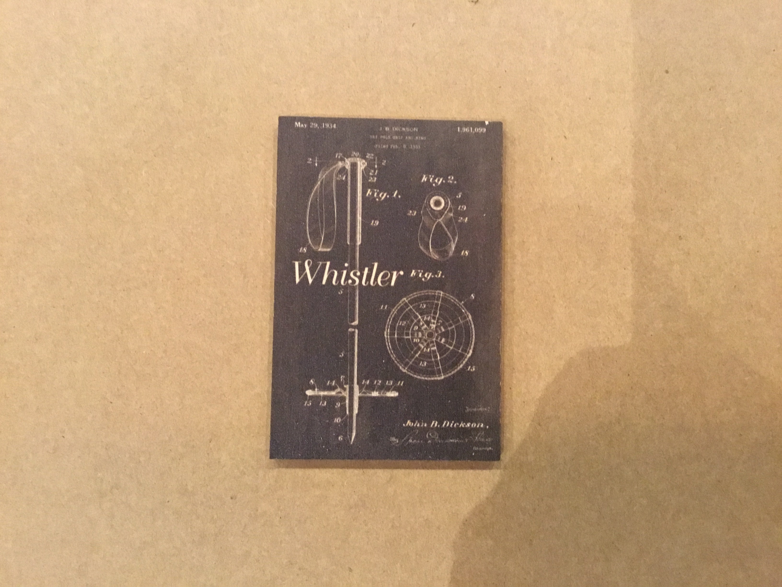 Lantern Press Blackboard Patent Ski Pole Wooden Magnet