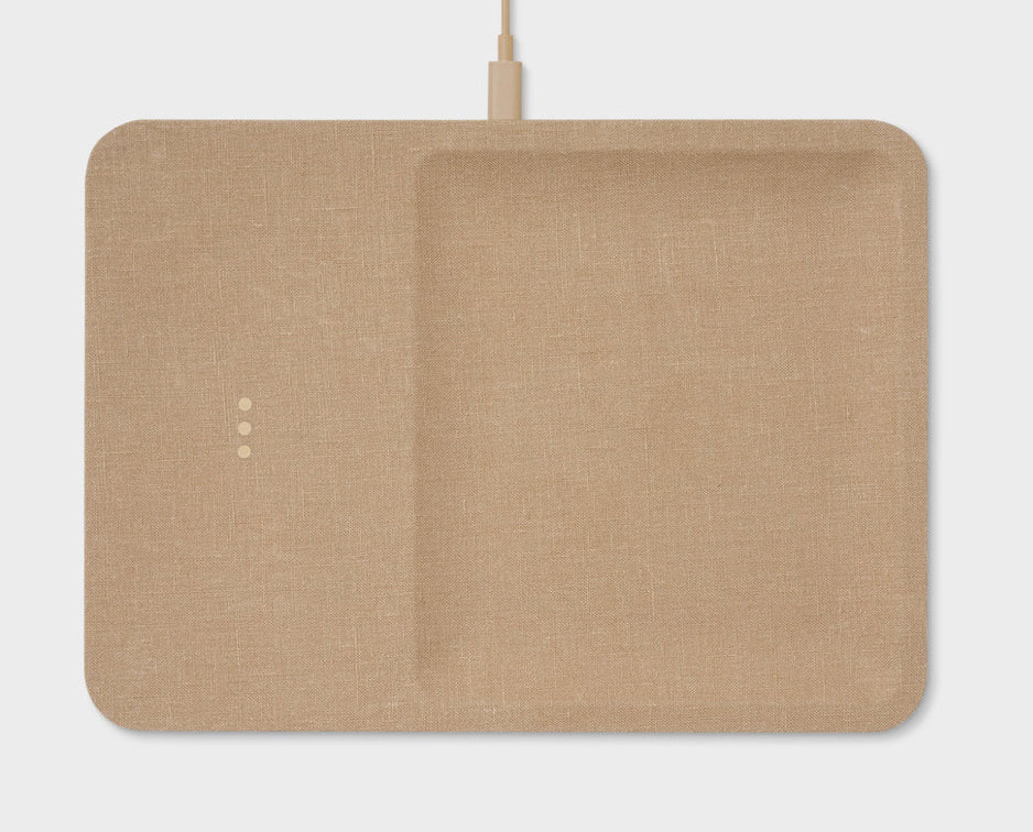 Catch:3 Essentials Linen Wireless Charger-Valet Tray/Camel
