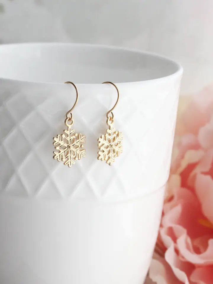 Posies Little Snowflake Earrings - Gold Plate