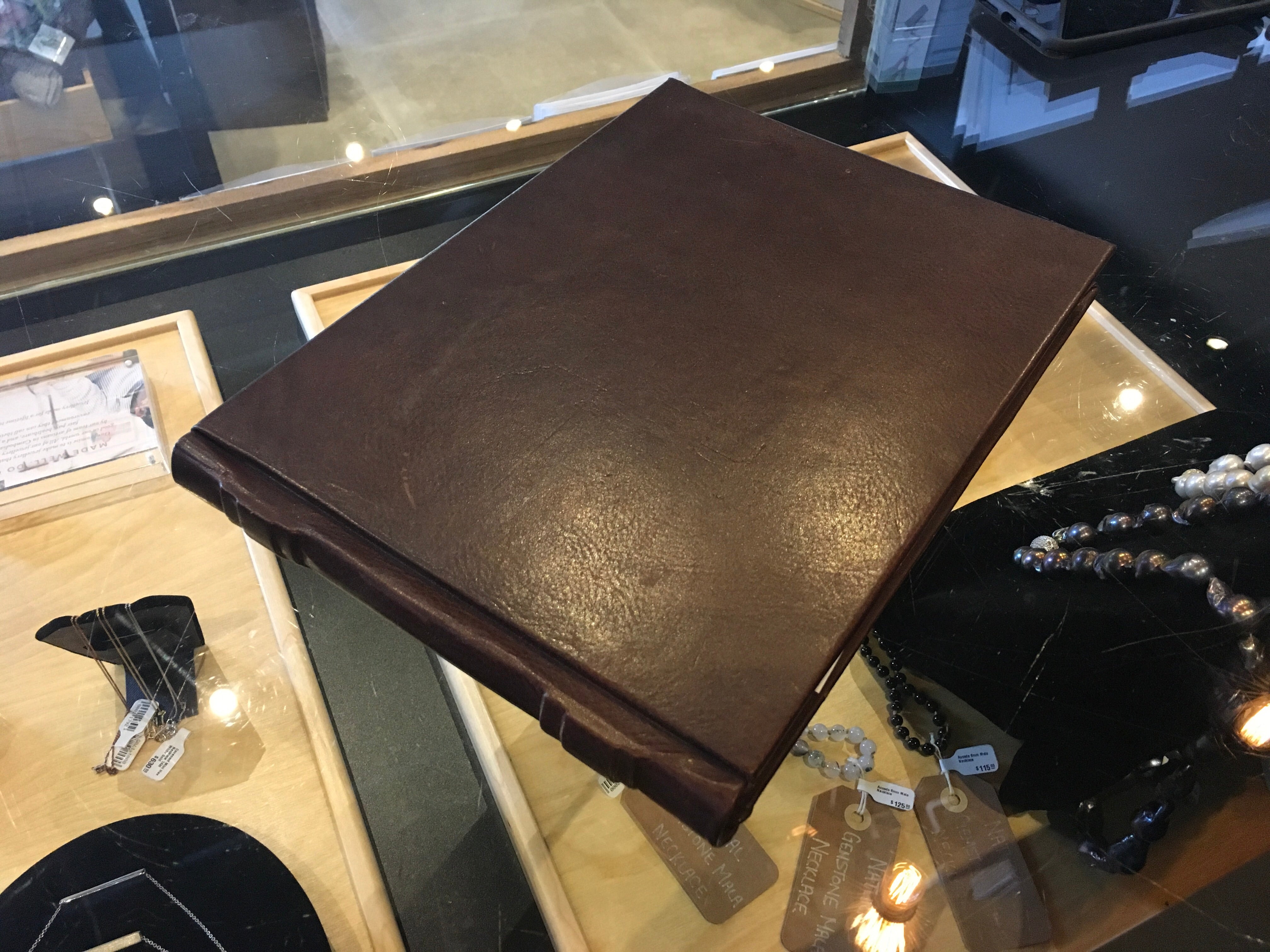 Fiorentina Landscape Format Book 12x8-1/4, Hard Bound Genuine Leather, Dark Brown, Lined Pages