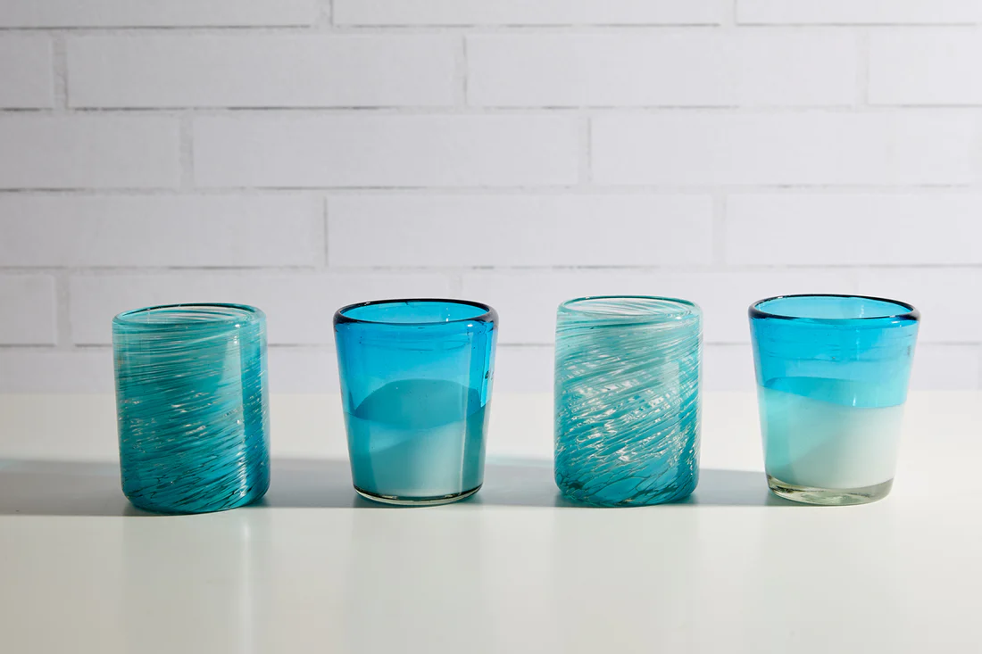 Verve Mexican Handblown Glasses Aqua