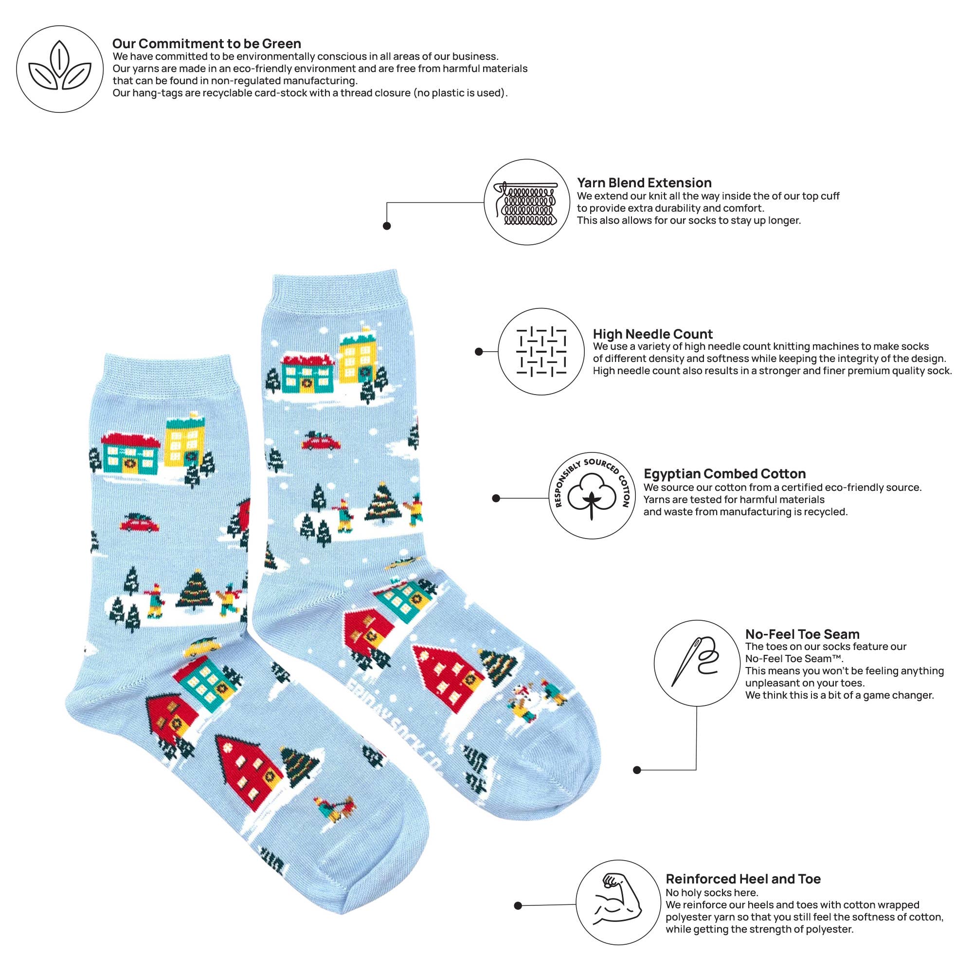 Friday Sock Co. - Women's Ugly Christmas Village Socks