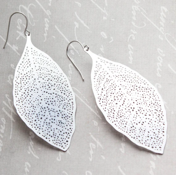 Posies Big Leaf Earrings Silver