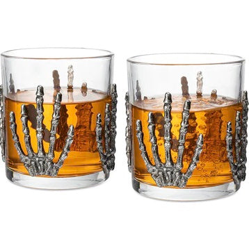 Wine Savant Skeleton Whiskey Glasses (Set Of Two)