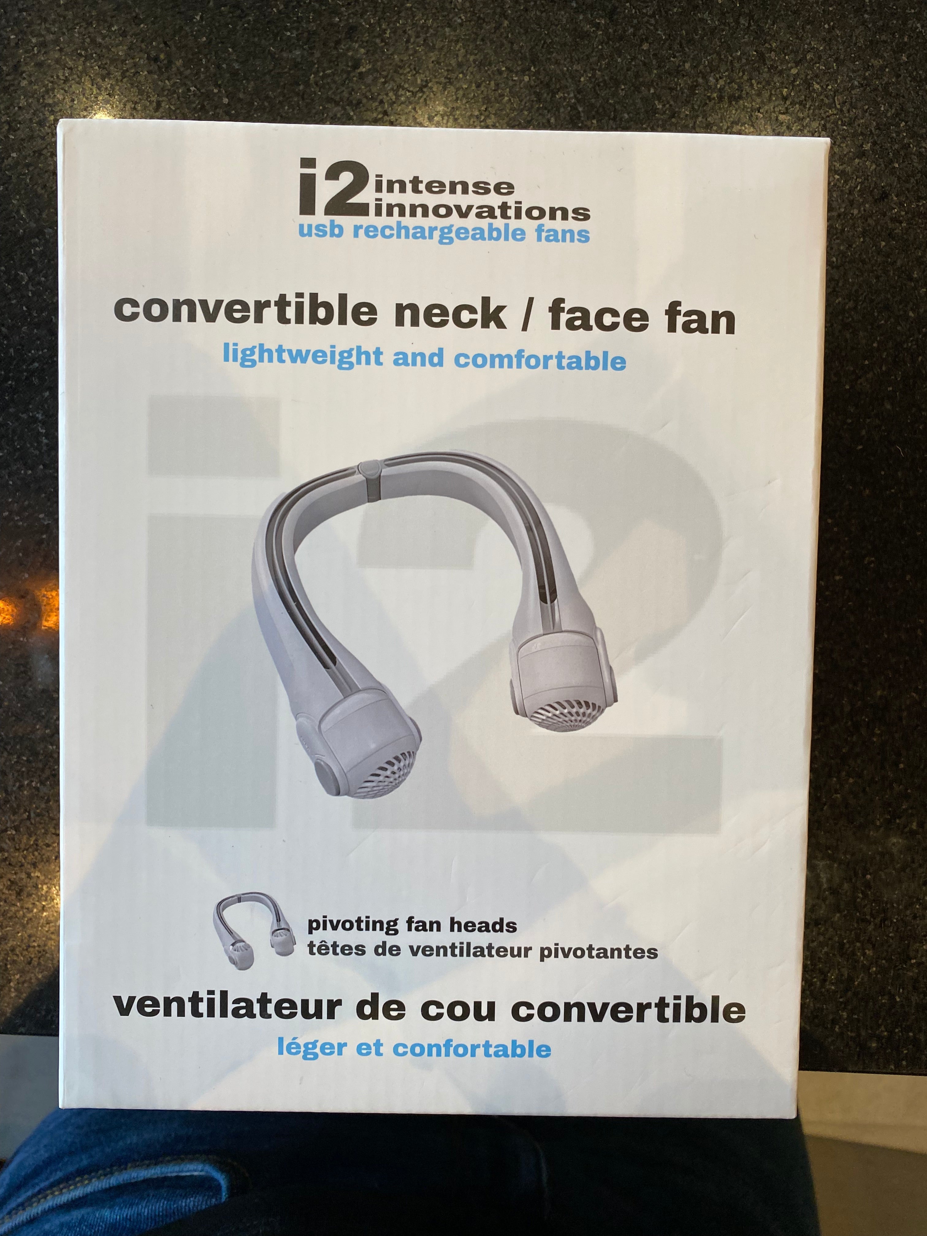 i2 Neck/Face Fan 3 speed rechargeable White