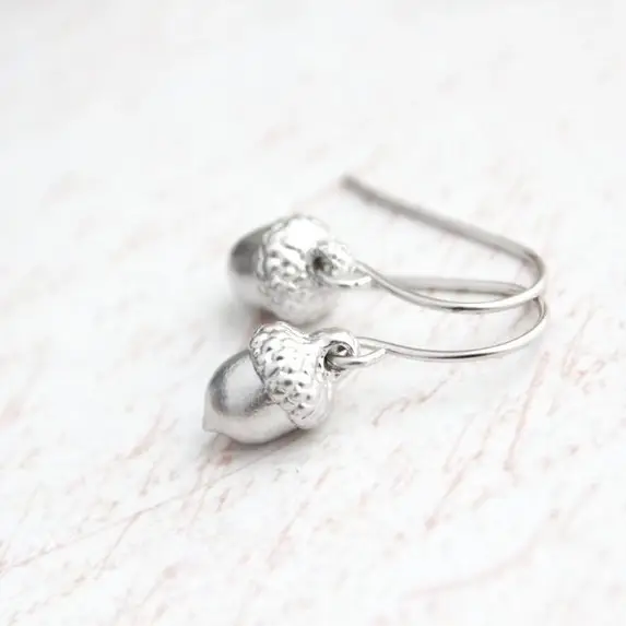 Posies Tiny Acorn Earrings Silver
