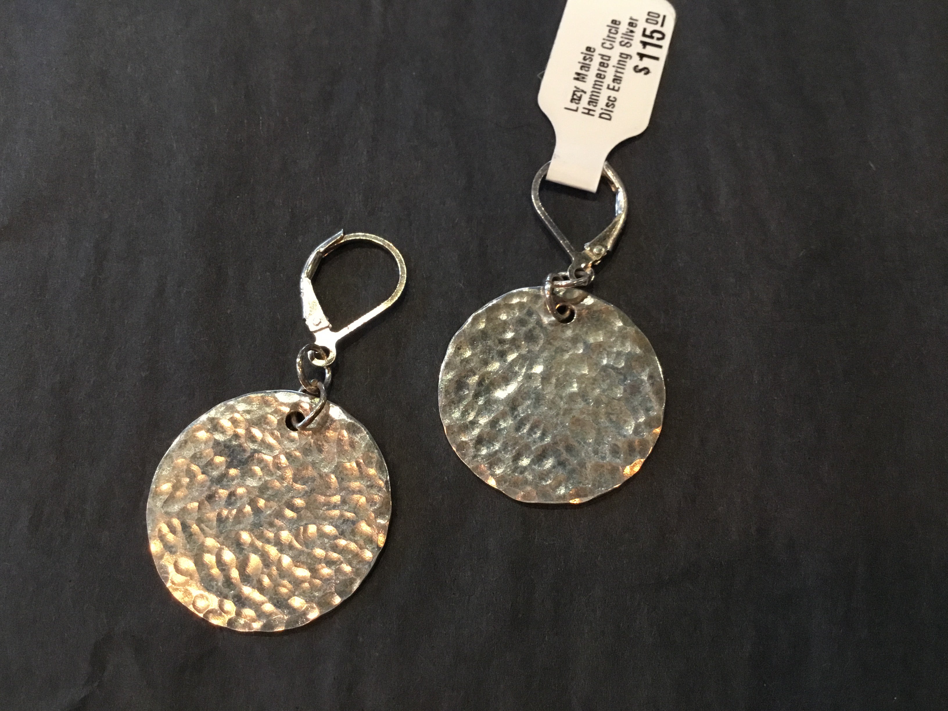 Lazy Maisie Hammered Circle Disc Earring Silver