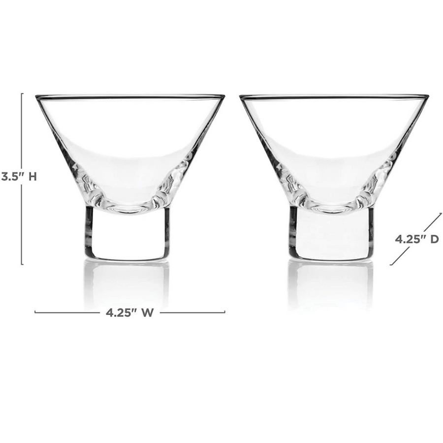 Viski Heavy Base Crystal Martini Glasses set of 2