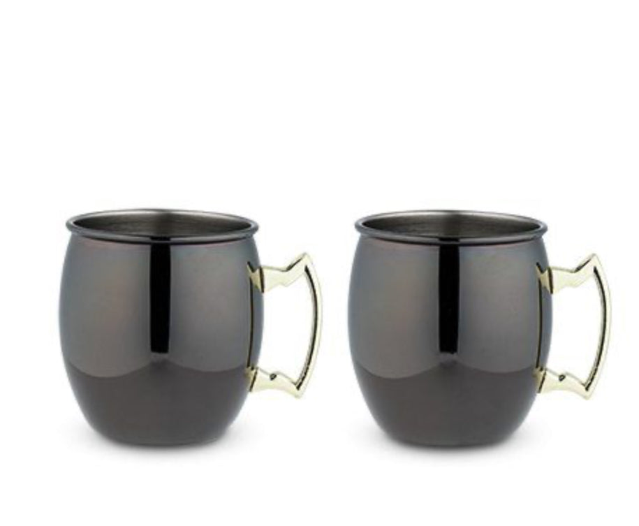 True Black Moscow Mule Mug Gold Handle set of 2
