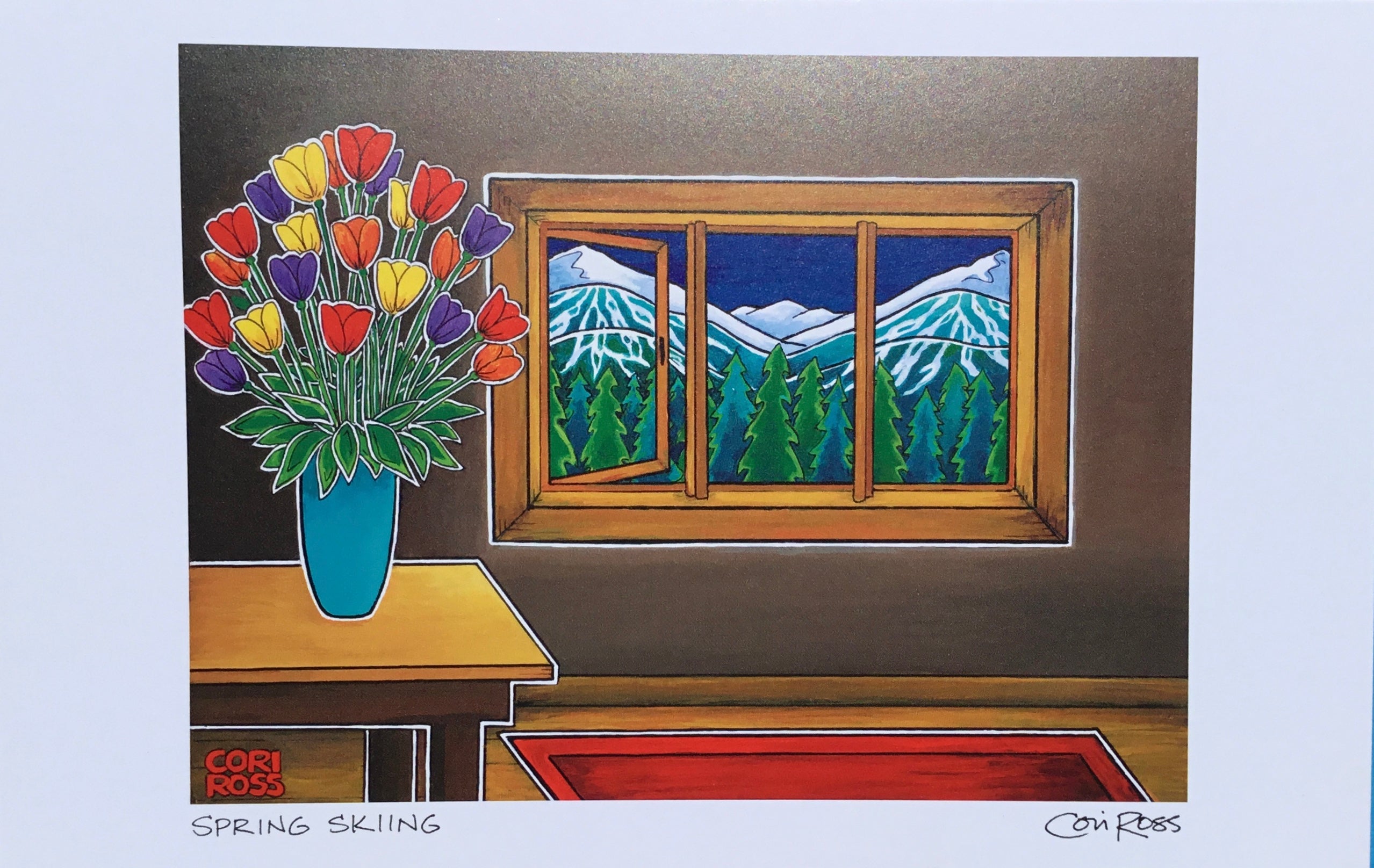 Cross Designs Art Card - Spring Skiing