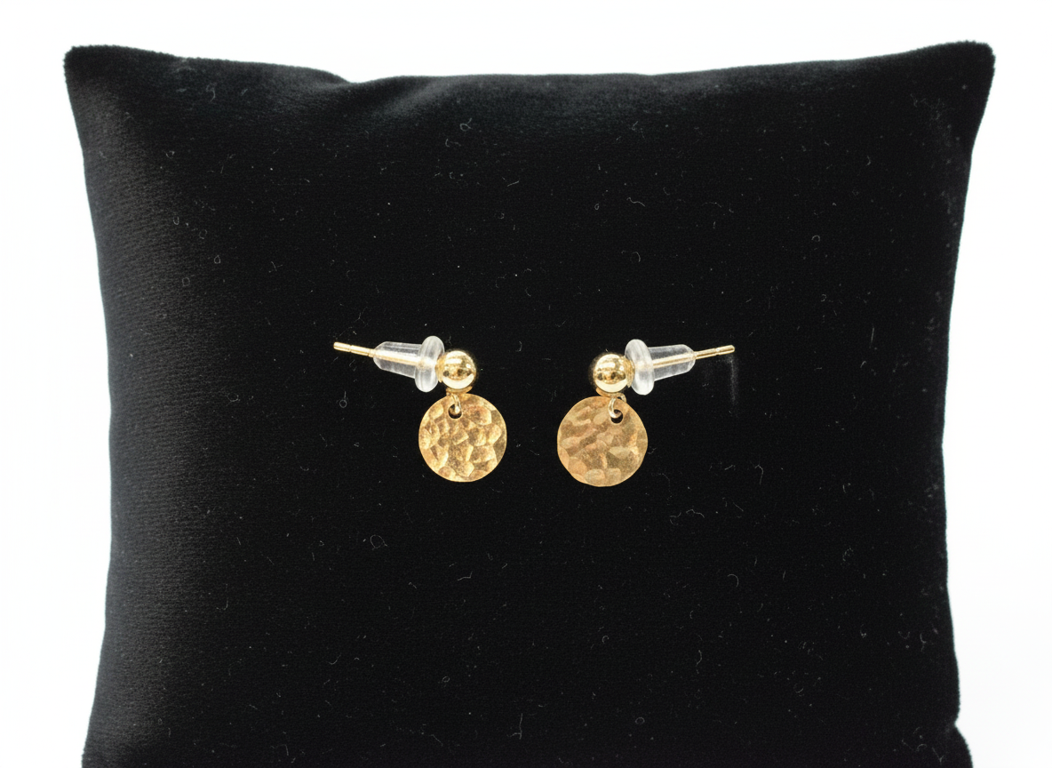 Lazy Maisie Hammered Circle Ball Studs Gold