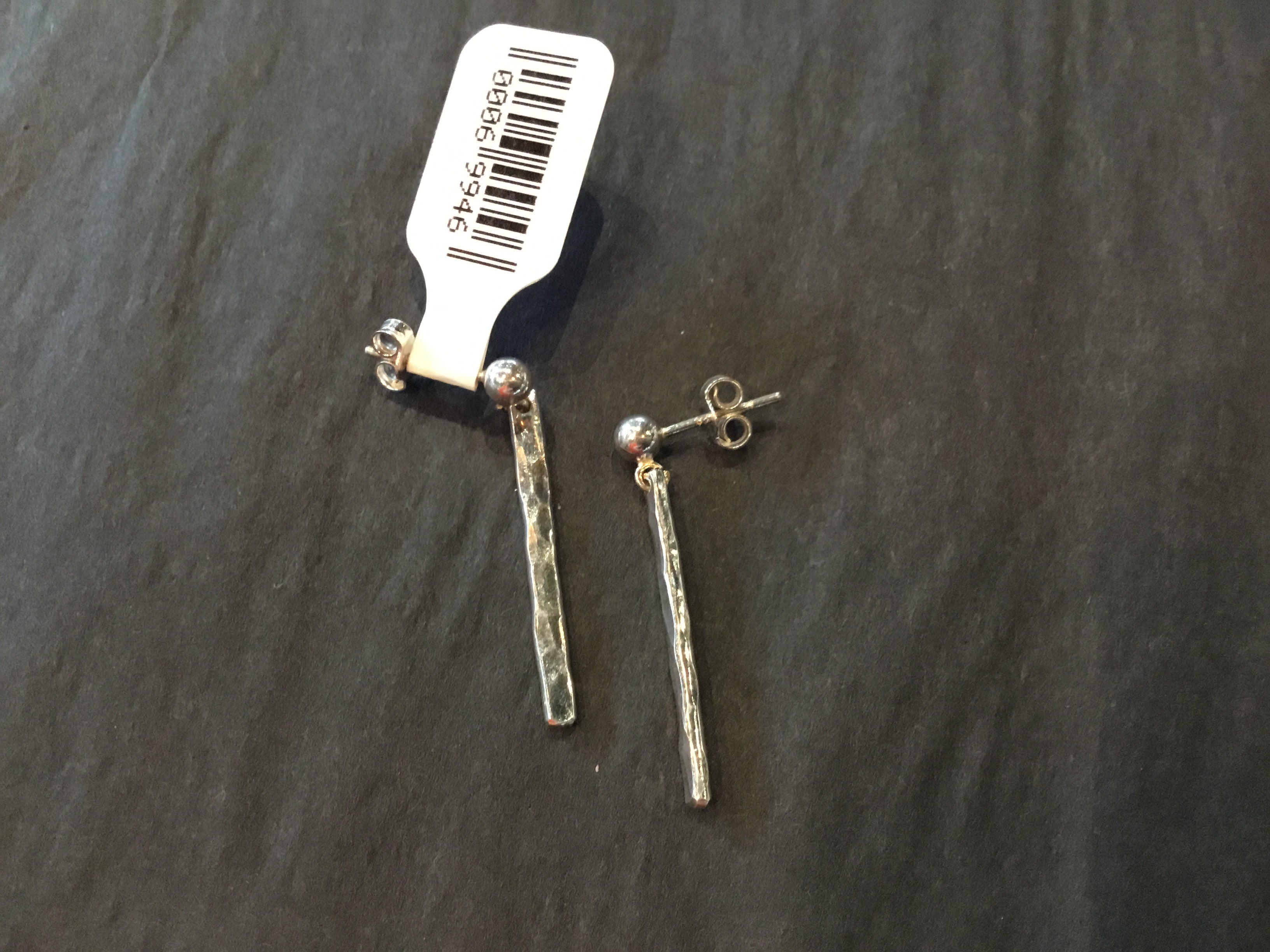 Lazy Maisie Thin Bar Ball Stud Earring Silver