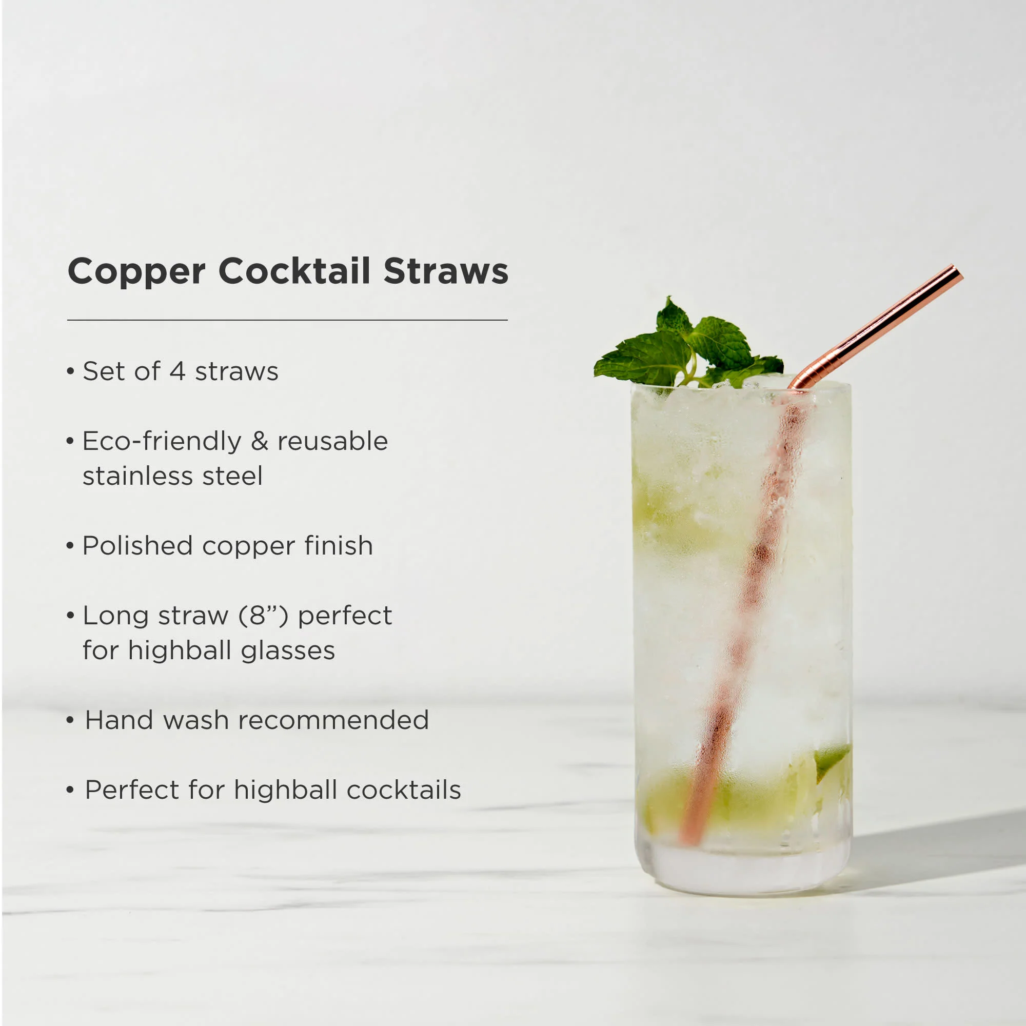 Viski Cocktail Straws Copper