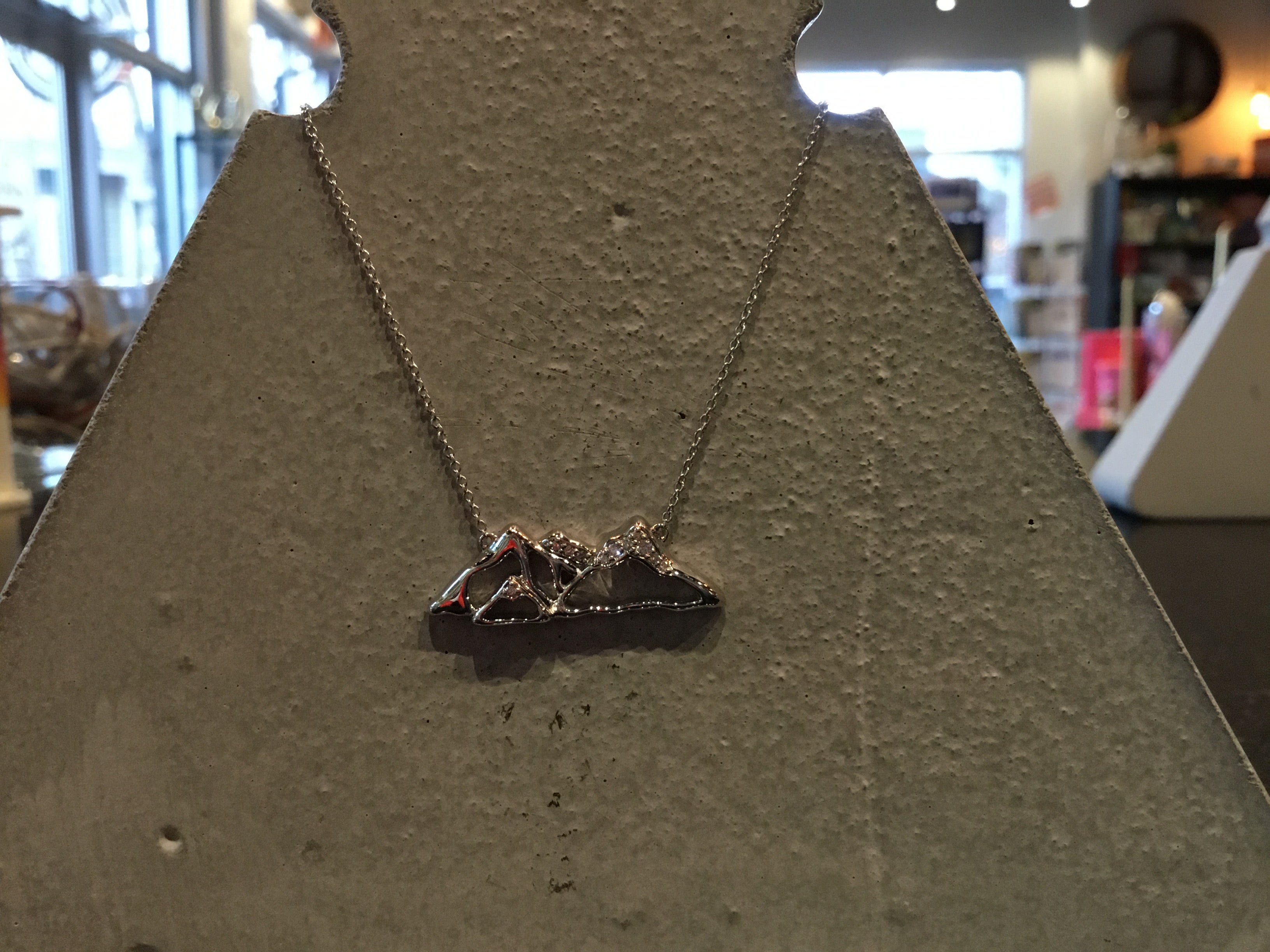 Custom Whistler Blackcomb Mountain Pendant 14k WG with Diamonds