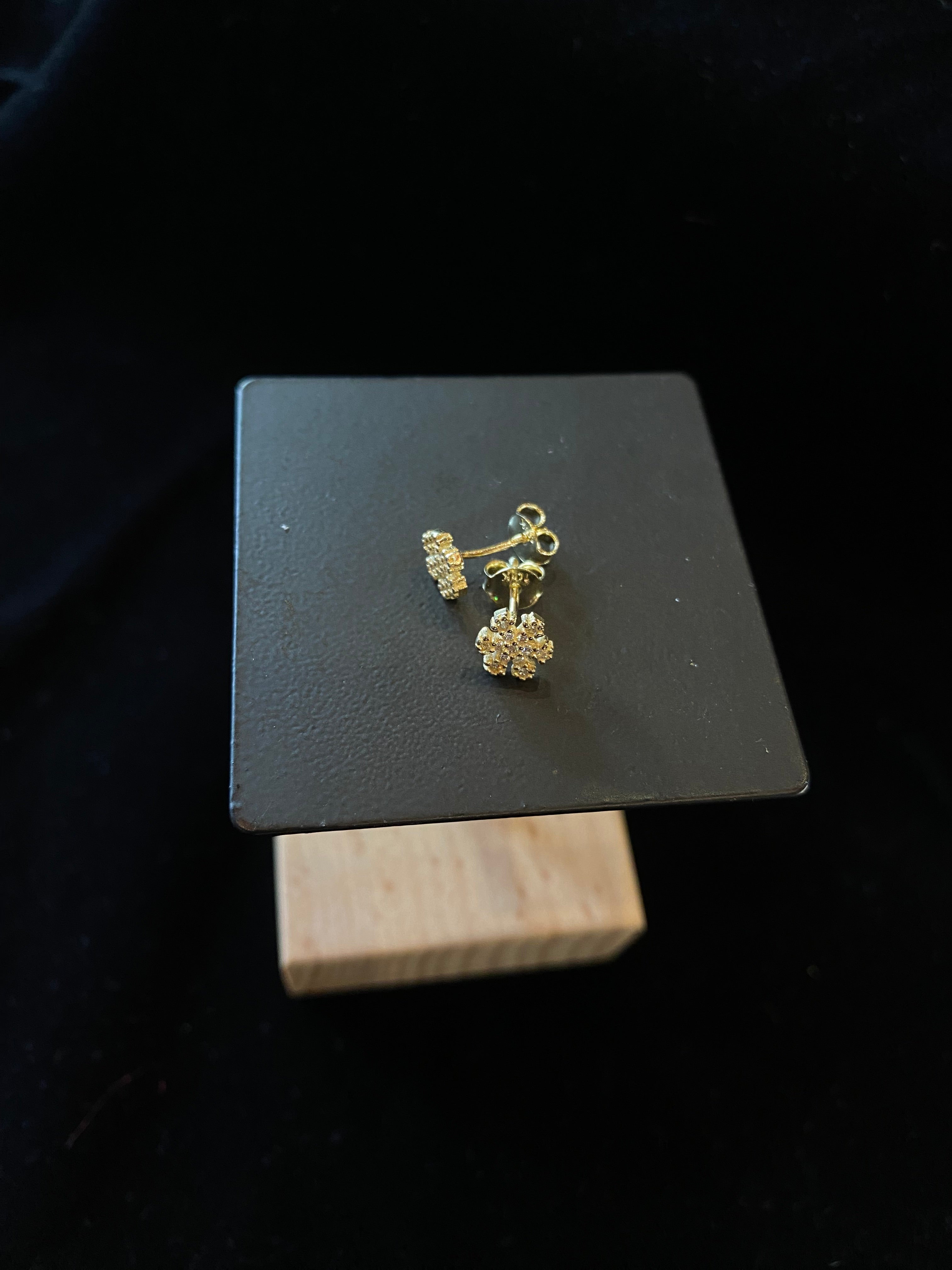 Bam 10kt YG CZ Snowflake Studs E255