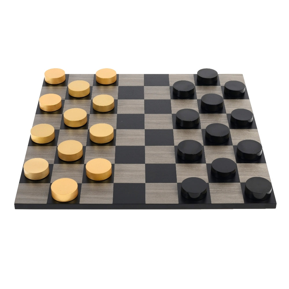 Purling London Bold Checkers Grey Stained Maple: Metallic Gold v. Shadow Black