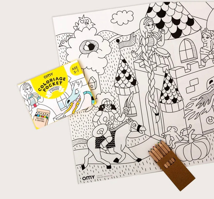 OMY Pocket Colouring Princess and Dragons