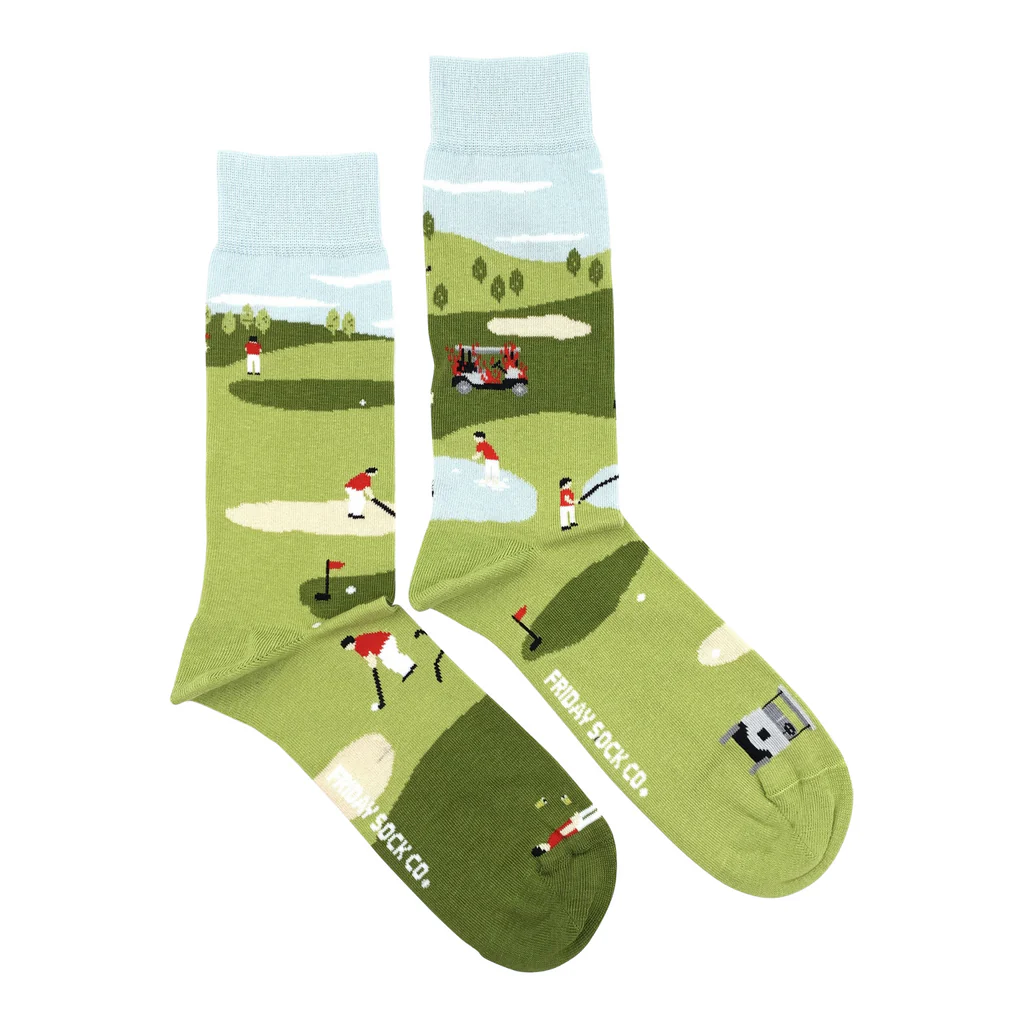 Friday Sock Men's Funny Golf Scene