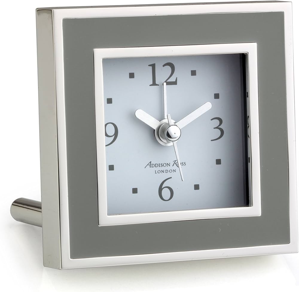 Addison Ross Alarm Clock Taupe & Silver