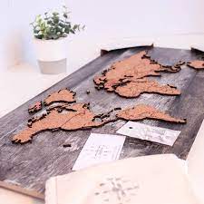 Wanderlust Grey Travel Map World 48" x 27"