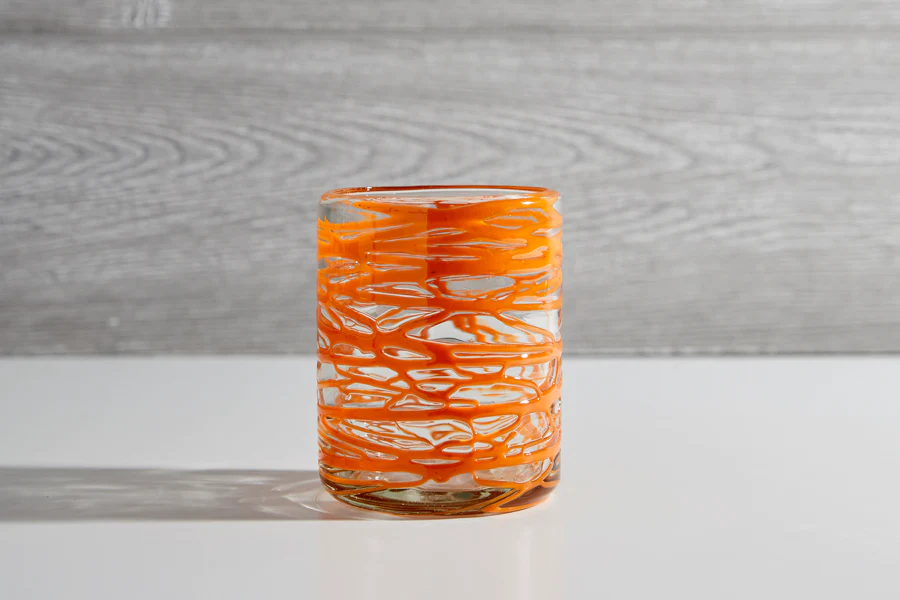 Verve Mexican Handblown Glasses Orange Swirl