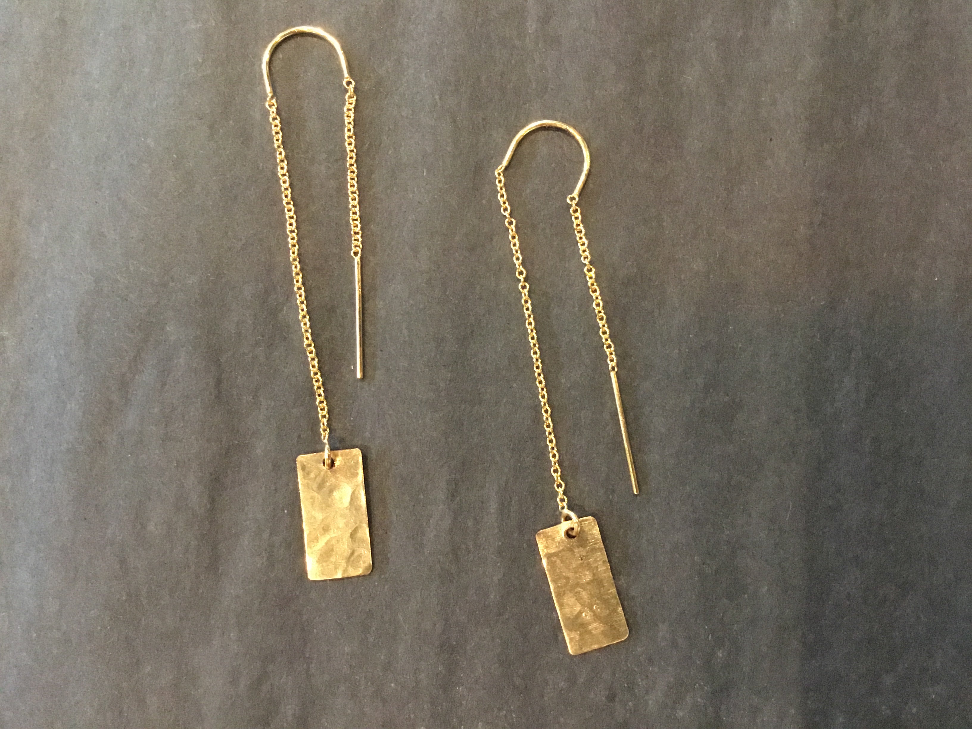 Lazy Maisie Rectangle Pull through Earrings Gold