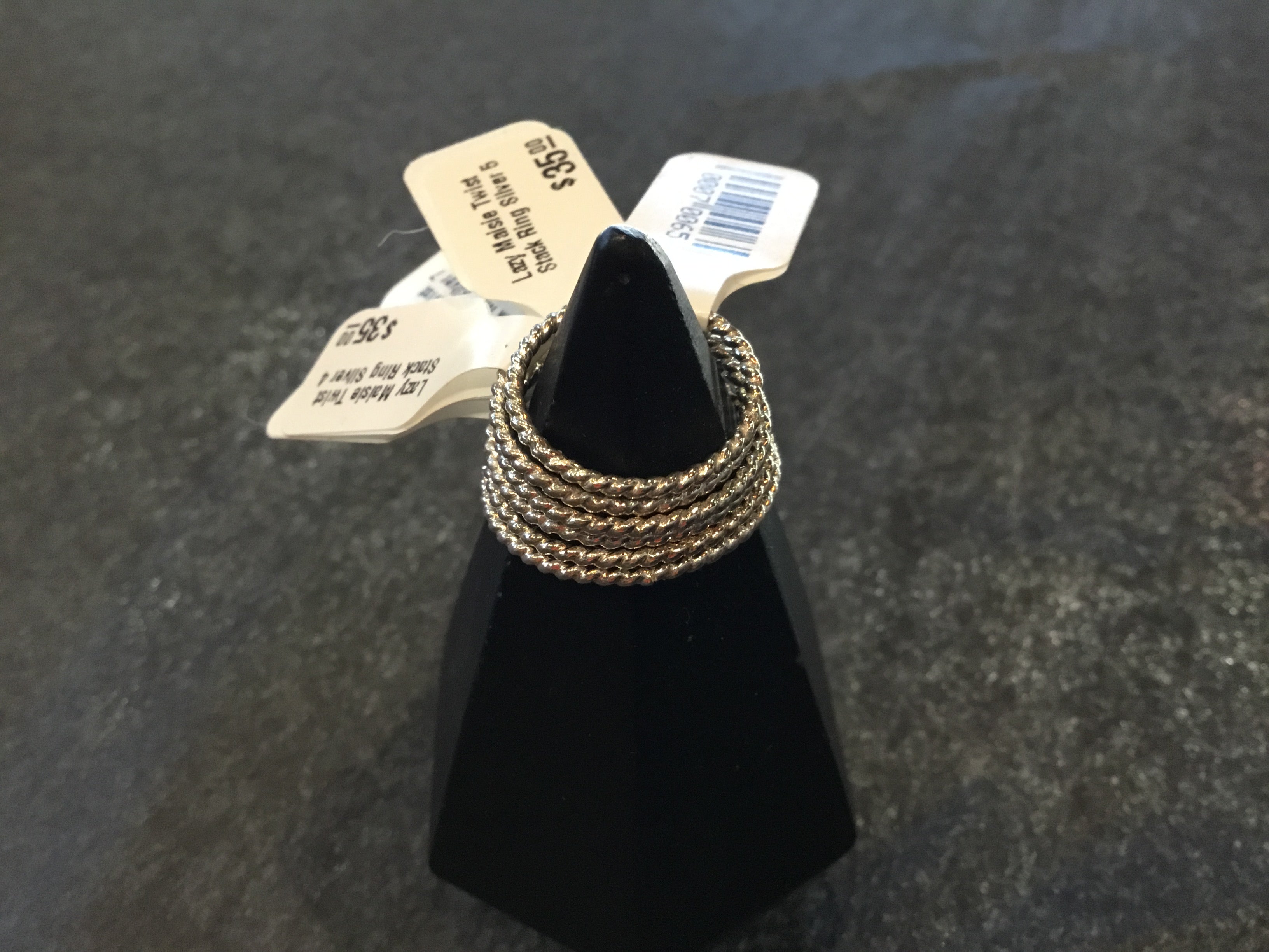 Lazy Maisie Twist Stack Ring Silver 8