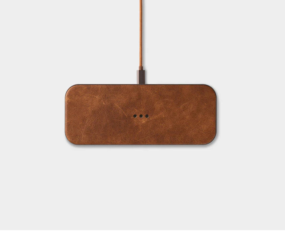 Catch:2 Classiics Leather Wireless Charger-Dual/Saddle