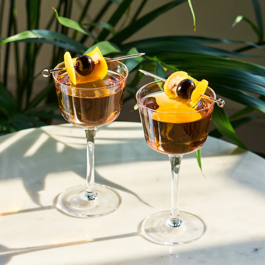 Viski Angled Crystal Nick & Nora Glasses