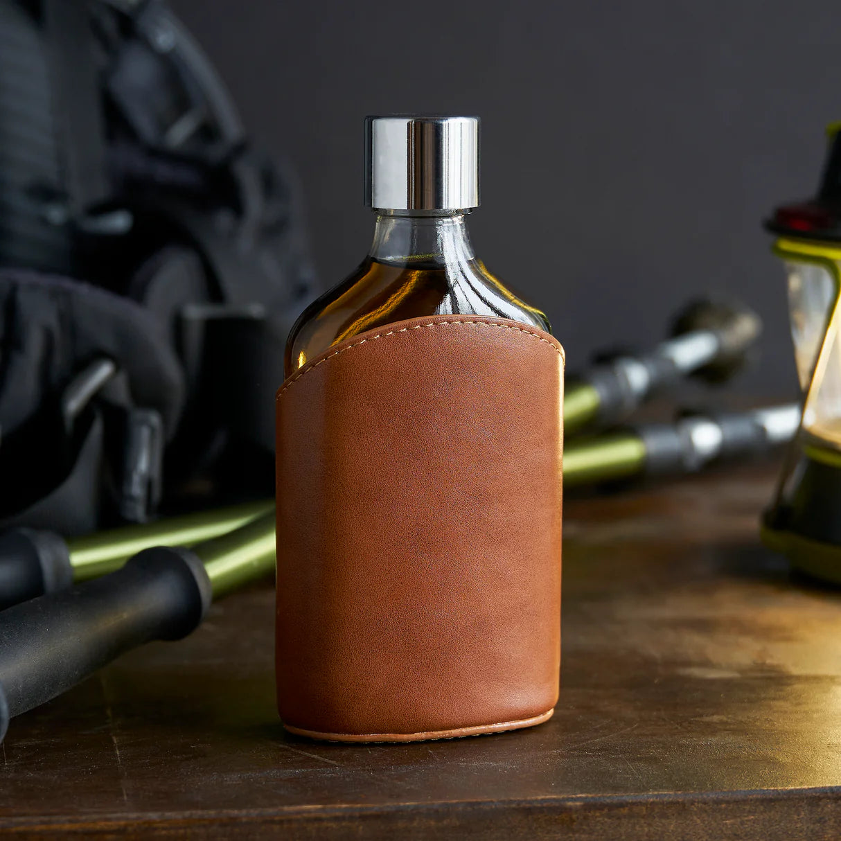 Admiral Leather Wrapped Glass Flask 7oz