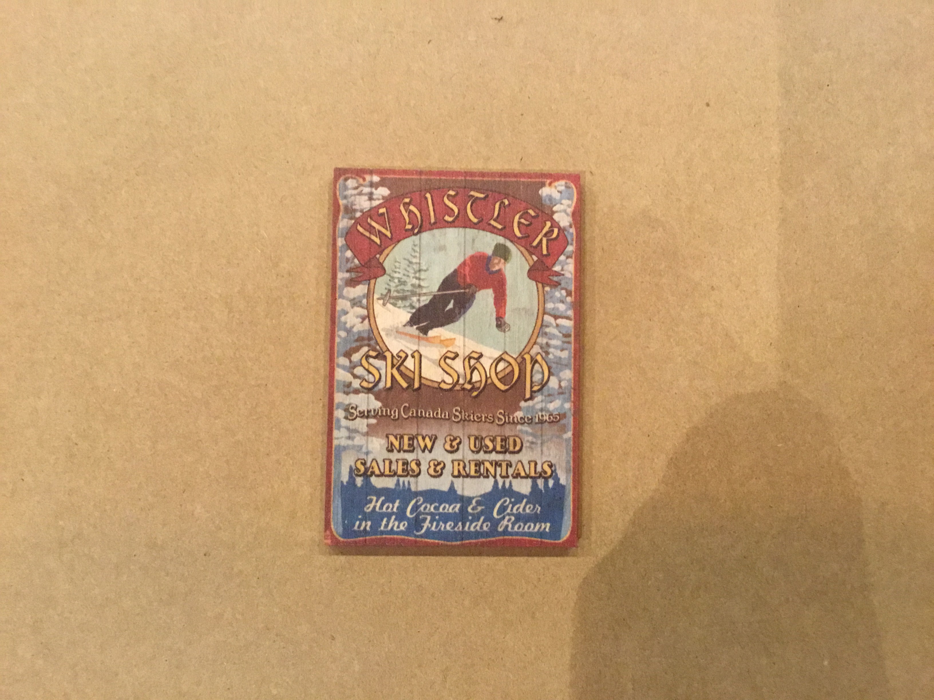 Lantern Press Ski Shop Vintage Sign Wooden Magnet