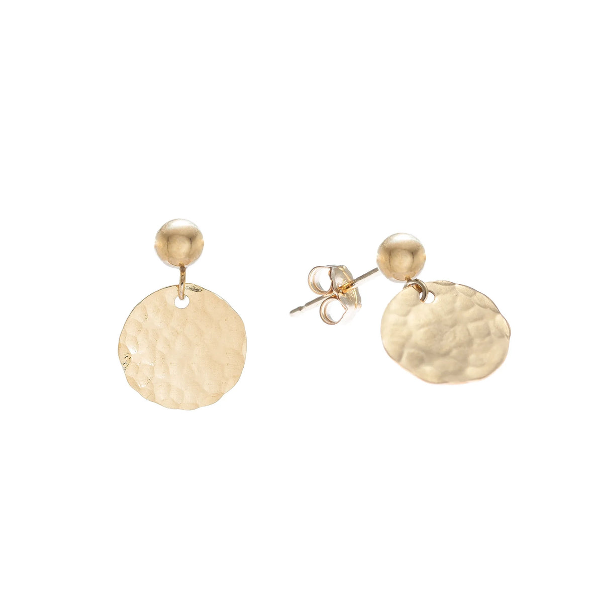 Lazy Maisie - Hammered Circle on Ball Studs Gold