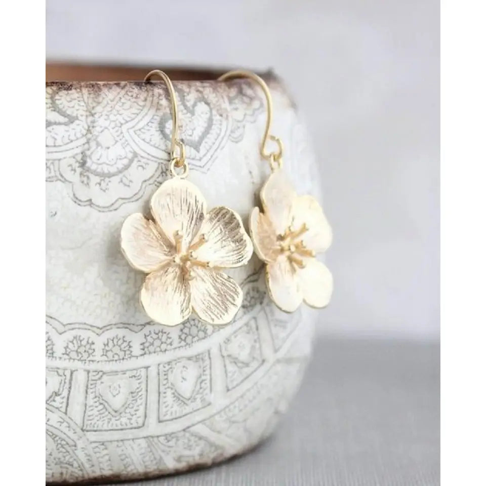 Posies Cherry Blossom Earrings Gold plate