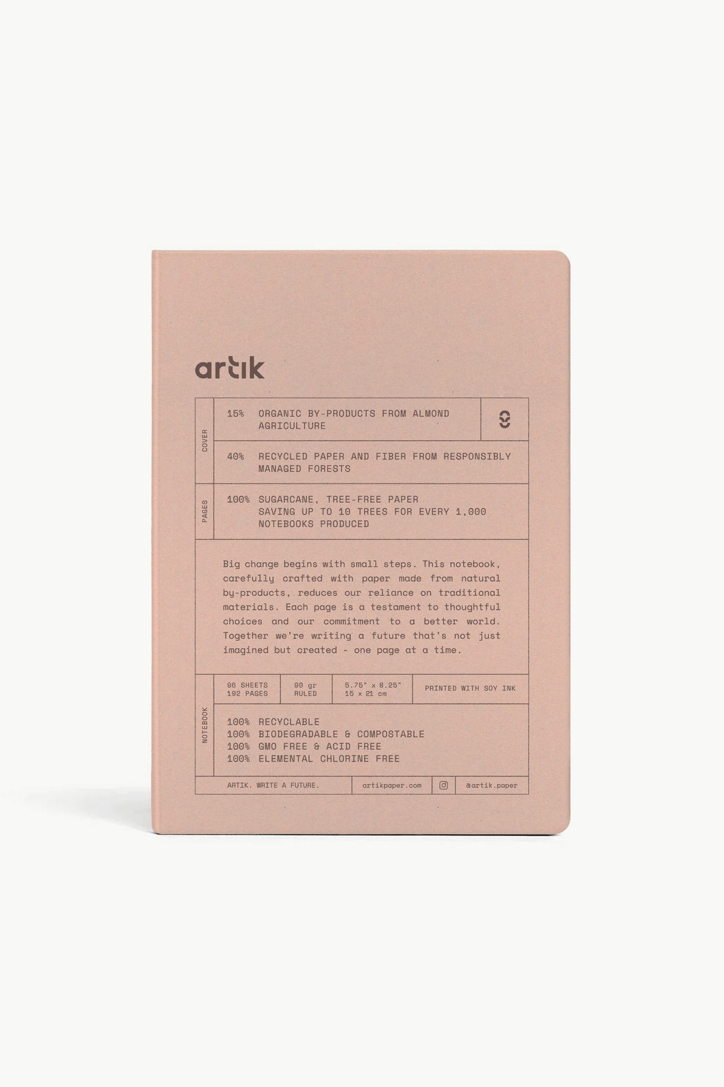 Artik Hard Cover Journal Almond