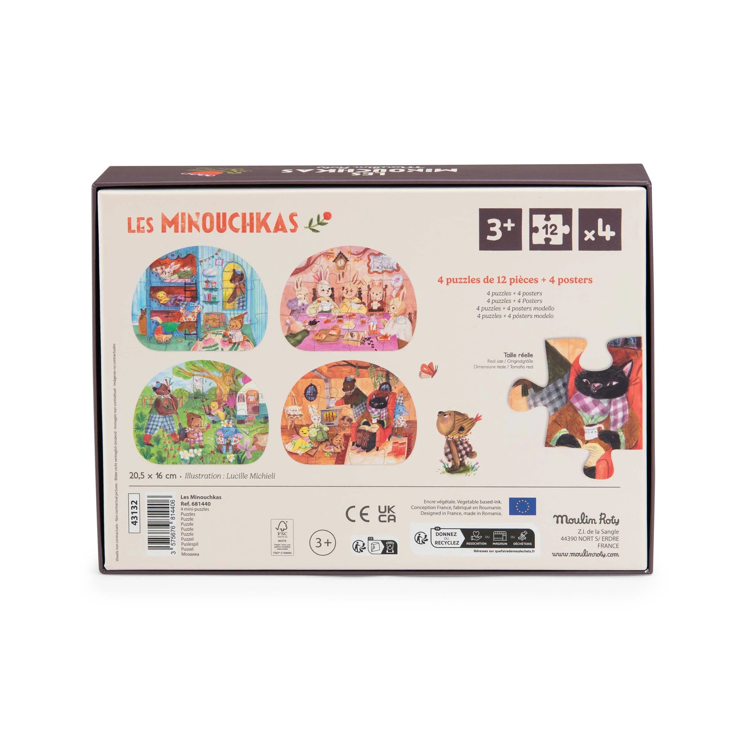 Moulin Roty - 4 Mini Puzzles "A Perfect Day"