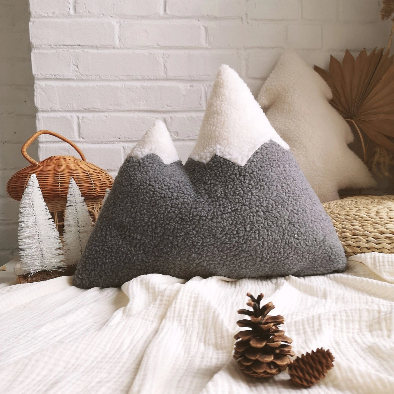 Mountain Cottage Pillow - Grey