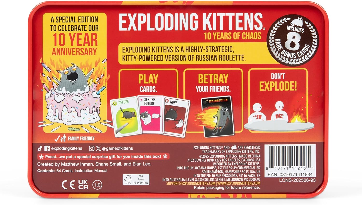 Asmodee Exploding Kittens - 10 Years Anniversary Tin