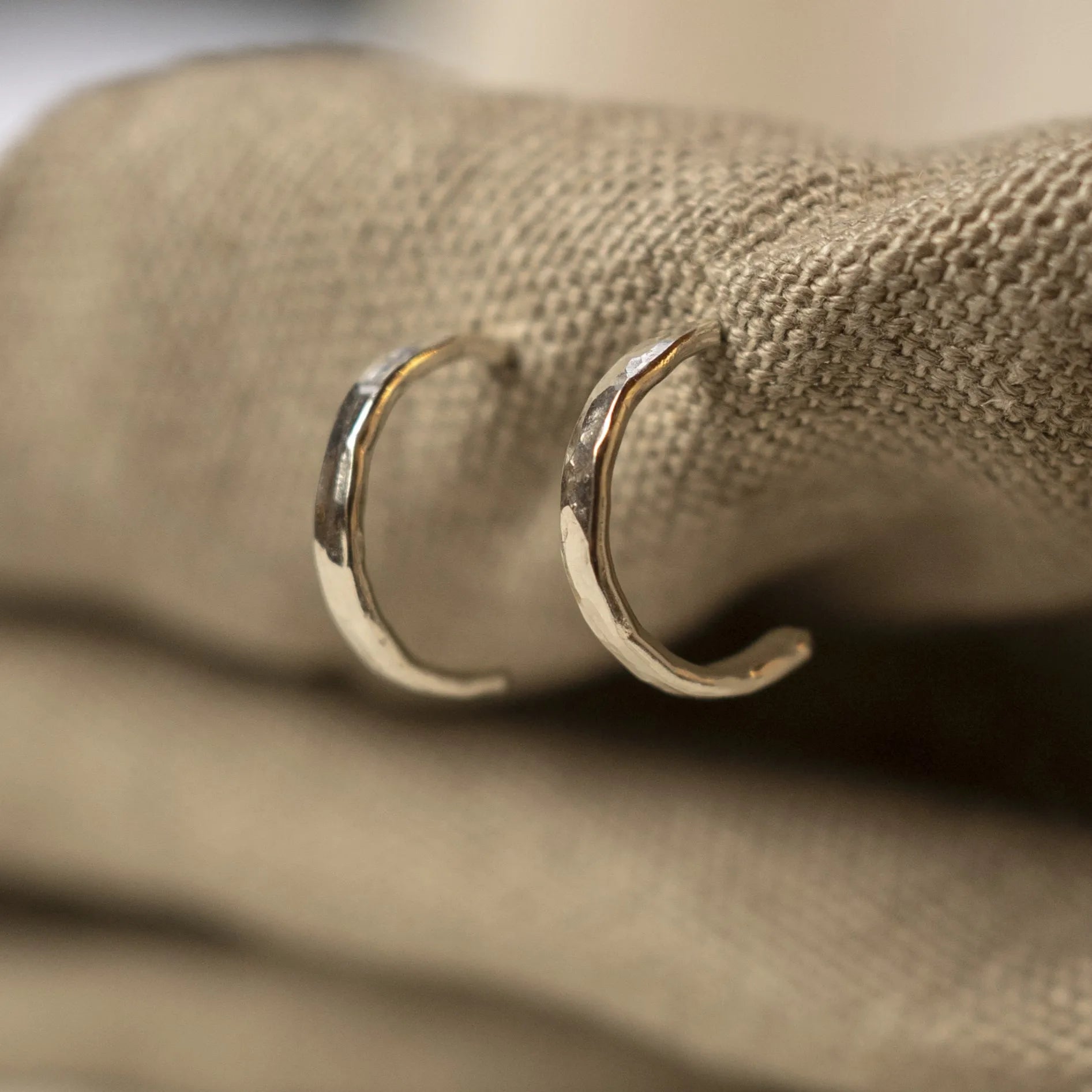 Lazy Maisie Hammered Huggie Hoops Silver